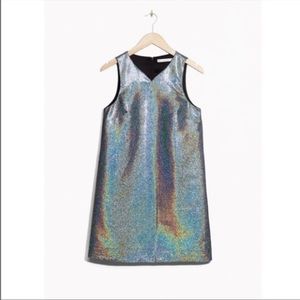 &Other Stories Holographic A Line Shift Dress - Size 4